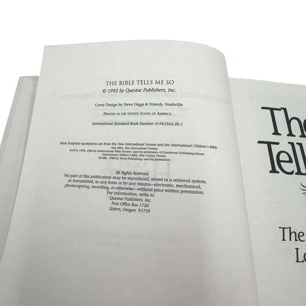 The Bible Tells Me So Hardcover Childrens Book White 1992
